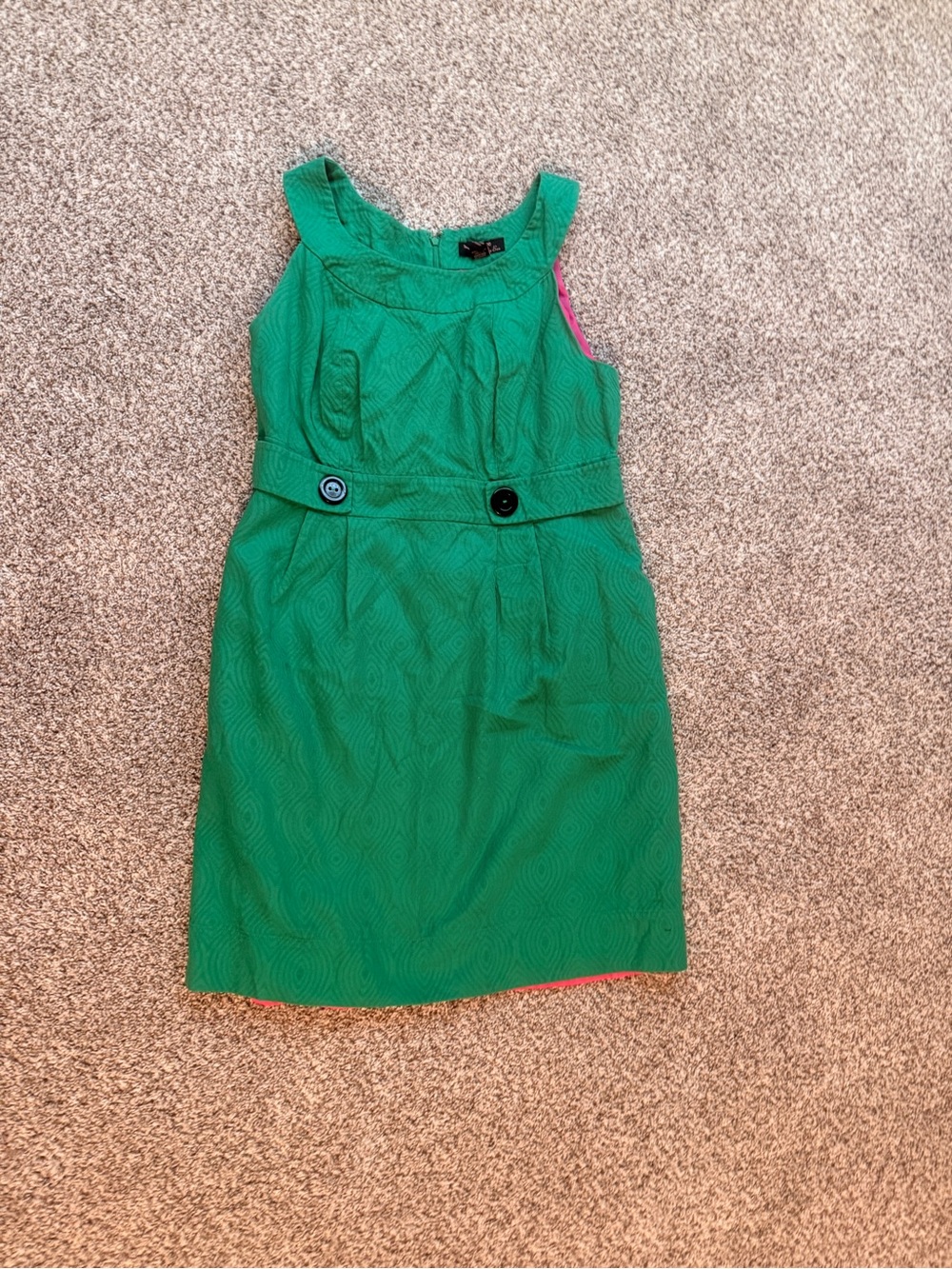 Robbie Bee Green Sleeveless Sheath Dress with Waist Buttons